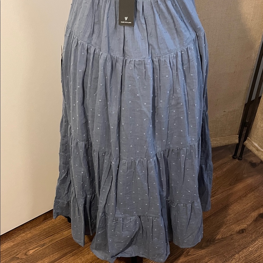 Lulu's Strapless Blue Dress with Belt - Picture 7 of 8